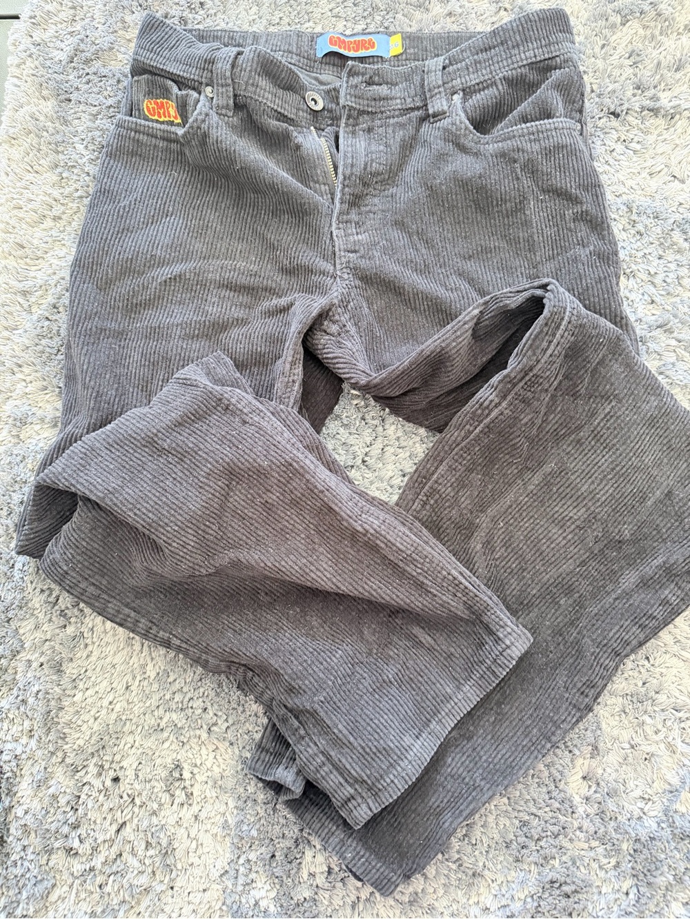 Empyre Charcoal Corduroy Pants with Color Pop Logo